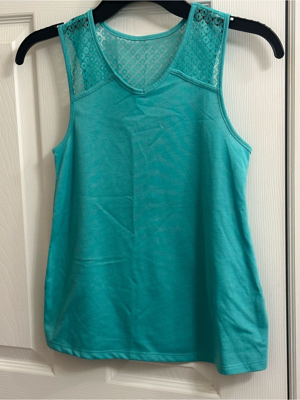 TG Total Girl Tank Top Shirt Size Medium 10/12 Green Blue Lace Sleeveless